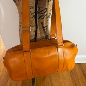 M0851 Orange Leather Bowler Bag
